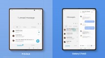 Apps reacting to screen layout toggle: Messages - Samsung Galaxy Z Fold3 5G review