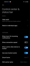 Control center and status bar settings - Xiaomi Redmi Note 9T review