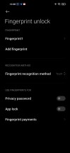 Fingerprint unlock settings - Xiaomi Redmi Note 9T review