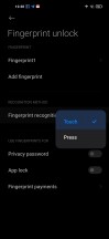 Fingerprint unlock settings - Xiaomi Redmi Note 9T review