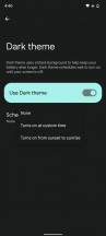 Theme style • Wallpaper colors • Dark theme option: from Display settings - Google Pixel 6a review