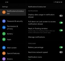 Two-column Settings on the inside screen - Oppo Find N long-term review
