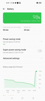 Battery settings menu