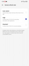 Refresh rate options - Realme 10 Pro Plus review