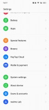 Home screen, recent apps, notification shade, app drawer, settings menu - Realme GT2 Explorer Master review