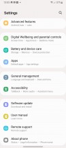 Home screen, recent apps, notification shade, settings menu - Samsung Galaxy A04s review