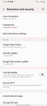 Fingerpint readerand other biometrics settings - Samsung Galaxy A04s review
