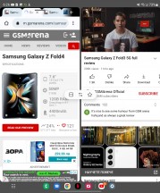 Controlling a basic two-way multi-tasking split - Samsung Galaxy Z Fold4 review
