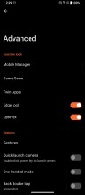 Advanced settings menu - Asus ROG Phone 7 Ultimate review