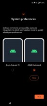 Initial setup wizard with visual and behavioral options - Asus ROG Phone 8 Pro review