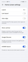 Home screen settings - Honor 90 review