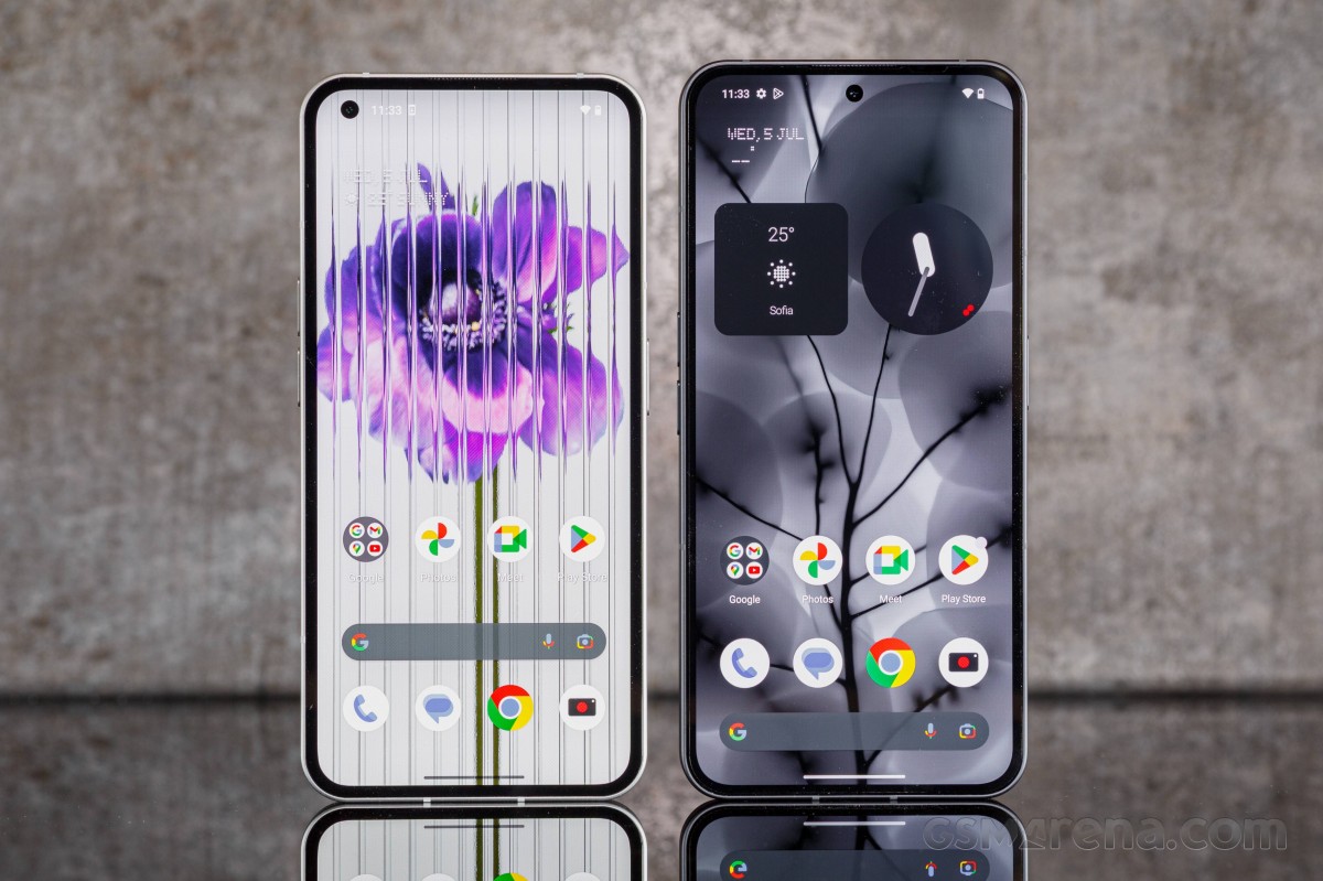 Left: Nothing Phone (1) • Right: Nothing Phone (2)