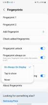 Fingerprint settings - Samsung Galaxy A54 review