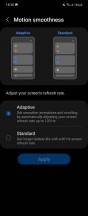 Refresh rate settings: Flip4 (left), N2 Flip (right) - Samsung Galaxy Z Flip4 vs. Oppo Find N2 Flip long-term review