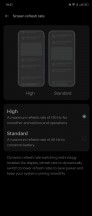 Refresh rate settings: Flip4 (left), N2 Flip (right) - Samsung Galaxy Z Flip4 vs. Oppo Find N2 Flip long-term review