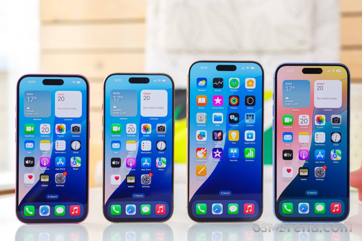 Left to Right: iPhone 16, iPhone 16 Pro, iPhone 16 Pro Max, iPhone 16 Plus