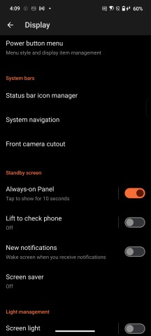 Display settings - Asus ROG Phone 9/9 Pro review