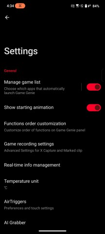 Game Genie settings - Asus ROG Phone 9/9 Pro review