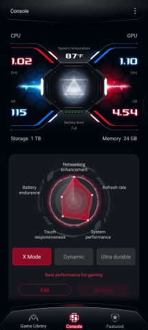 Armoury Crate Console tab - Asus ROG Phone 9/9 Pro review