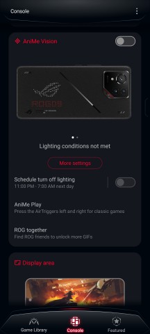 Armoury Crate Console tab - Asus ROG Phone 9/9 Pro review