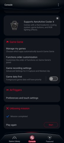 Armoury Crate Console tab - Asus ROG Phone 9/9 Pro review