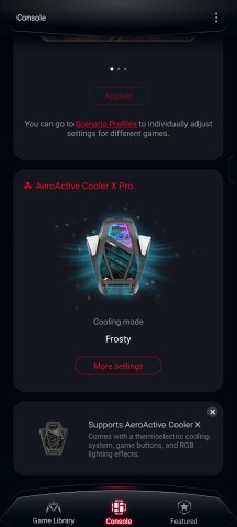 X Mode+ and AeroActive Cooler X settings - Asus ROG Phone 9/9 Pro review