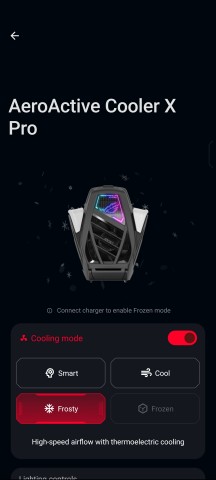 X Mode+ and AeroActive Cooler X settings - Asus ROG Phone 9/9 Pro review