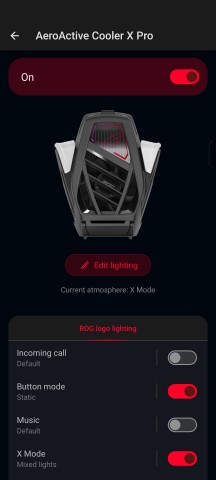 X Mode+ and AeroActive Cooler X settings - Asus ROG Phone 9/9 Pro review