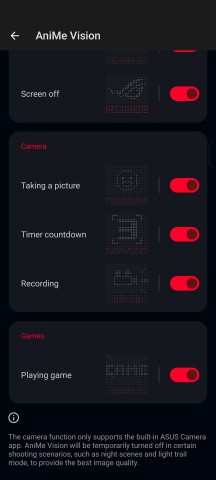 AniMe Vision interface - Asus ROG Phone 9/9 Pro review
