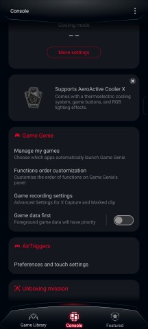 Game Genie settings - Asus ROG Phone 9/9 Pro review