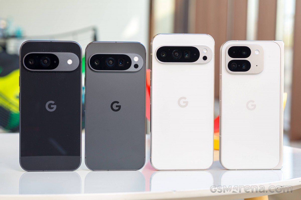 Left to right: Pixel 9 • Pixel 9 Pro • Pixel 9 Pro XL • Pixel 9 Pro Fold