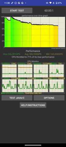 CPU and GPU throttle tests - HMD Skyline review