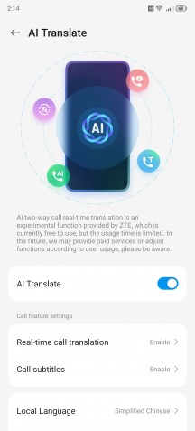 AI Translate - nubia Z70 Ultra review