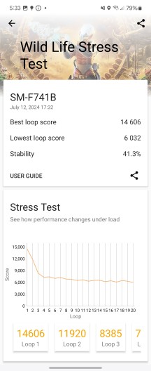 3DMark Wild Life stress test - Samsung Galaxy Z Flip6 review