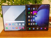 Samsung Galaxy Z Fold6 next to Z Fold5 (middle/right) - Samsung Galaxy Z Fold6 and Z Flip6 hands-on review