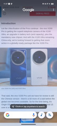 Circle to search - vivo X200 Pro review