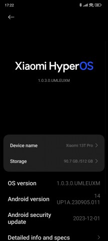 Current software at the time of writing - Xiaomi 13T Pro long-term review