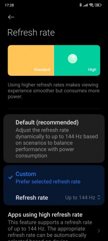 Refresh rate settings - Xiaomi 13T Pro long-term review