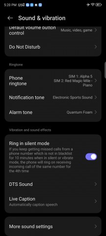 Sound settings - ZTE nubia Red Magic 9S Pro review