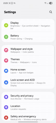 Settings menu - Samsung Galaxy S25 Edge review