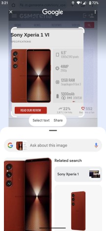 Circle to search - Sony Xperia 1 VII review