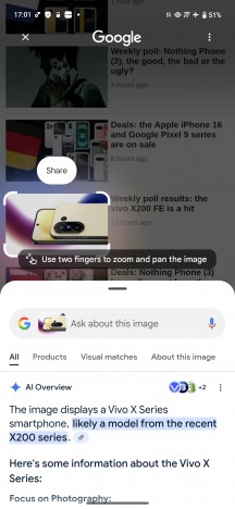 Google AI - Vivo X200 FE review