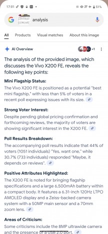 Google AI - Vivo X200 FE review