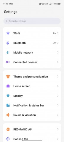 Settings menu