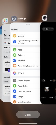Recent apps - Oppo Find X9 Ultra review