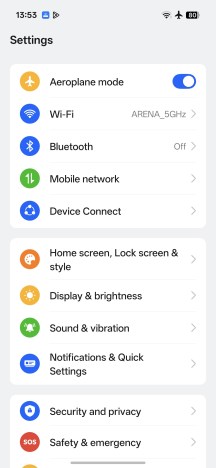 Settings menu - Oppo Reno16 Pro review