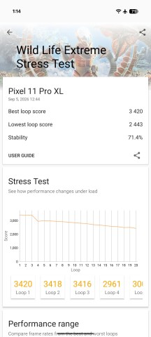 CPU and GPU stress tests - Google Pixel 11 Pro XL review