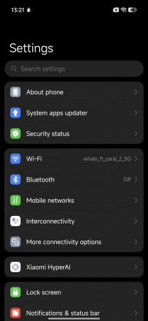 Settings menu - Xiaomi Poco X8 Pro Max review