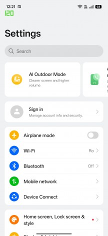 Settings menu - Realme 16 Pro+ review