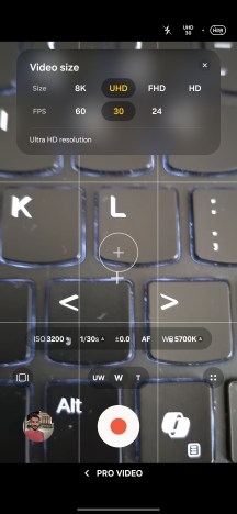 Pro video capture mode frame rates - Samsung Galaxy S26 FE review